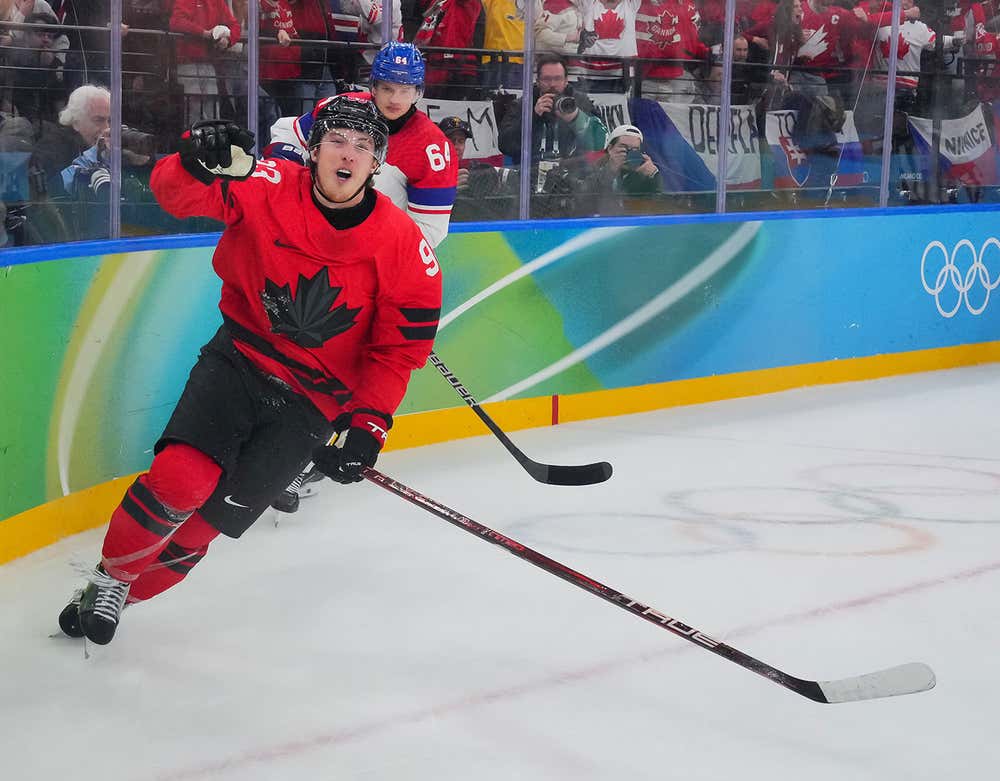 Canadian men's hockey team in action during the Olympics