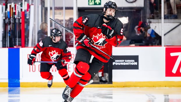 Canada East’s Simon Mullen at the 2023 World Junior A Hockey Challenge. 