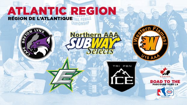 Logos of the teams competing in The Atlantic Regional.