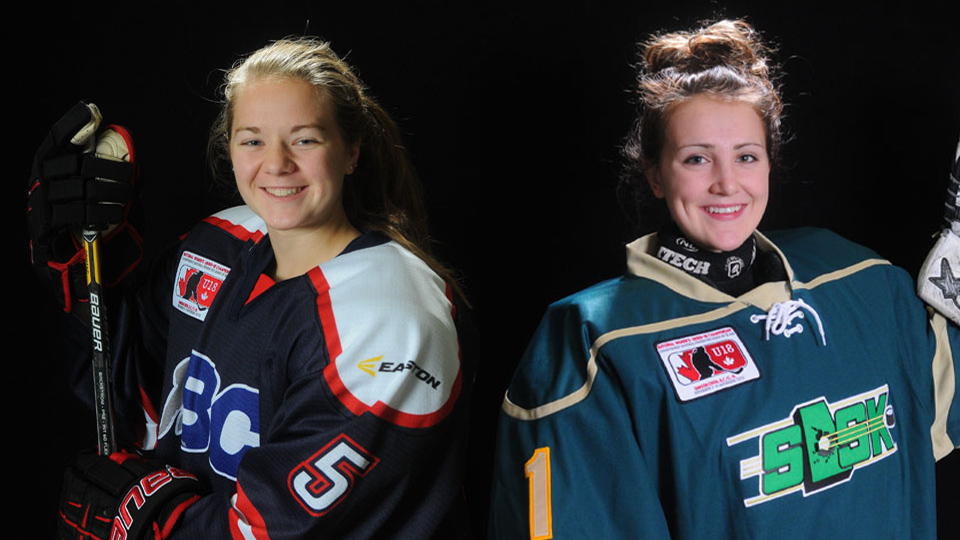 Jessie Olfert (left) and Jane Kish (right) in their 2012 headshots from the U18 Nationals