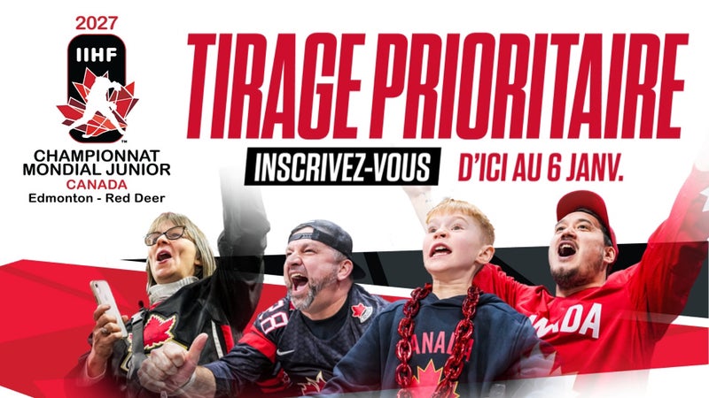 Tirage prioritaire pour les billets du Championnat mondial junior 2027 de l’IIHF