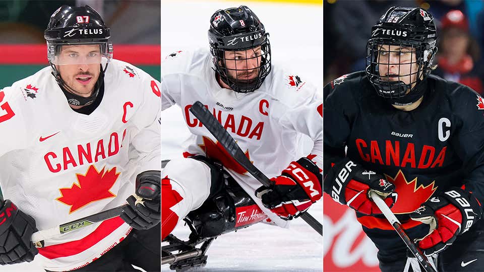 Sidney Crosby, Tyler McGregor and Marie-Philip Poulin.