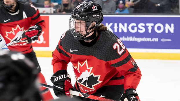 Canada's Micah Zandee-Hart playing for Canada's National Women's Team.